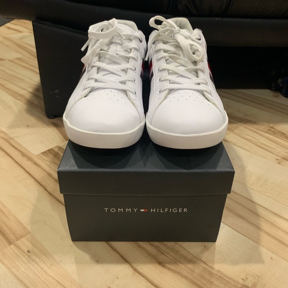 Tommy Hilfiger Men White Striped Shoes Size 11 - Picture 2 of 6